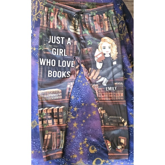 Just A Girl Who Loves Books Joggers Emily Personalized Sweatpants Women's - Picture 2 of 12